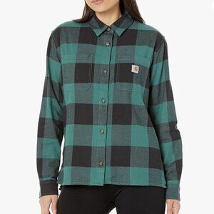 NWT Carhartt Women's Rugged Midweight Flannel Long Sleeve Plaid Shirt